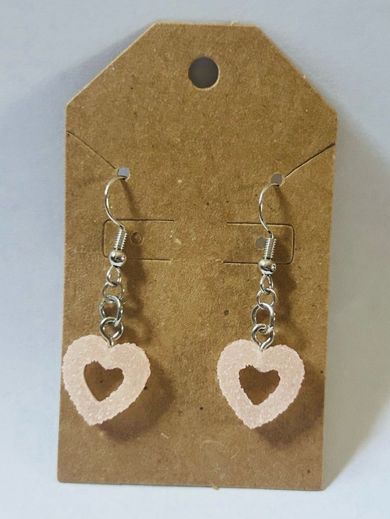 Jewelry - Delicate Pink Heart Dangle Earrings - Women Jewelry